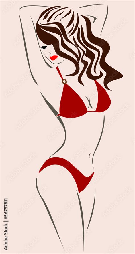 Beautiful Woman In Red Bikini Stock Vector Adobe Stock