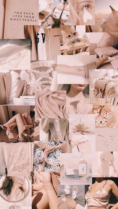 Pastel Aesthetic Brown Background Collage