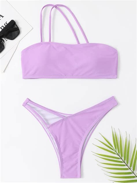 Cut Out One Shoulder Bikini Swimsuit Shein Usa