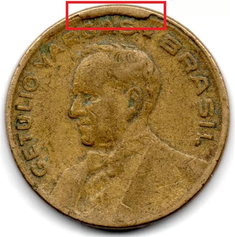 Numis Market 1947 20 Centavos ERRO Cunho Quebrado Moeda Brasil