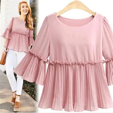 Xl 5xl Plus Size Women Clothing 2019 New Chiffon Blouses Flare Sleeve Women Shirts Tops Loose