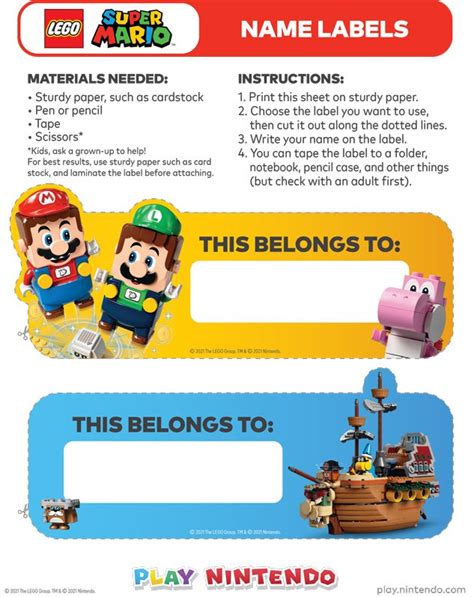 Print these LEGO® Super Mario™ Labels for new adventures - Play Nintendo.