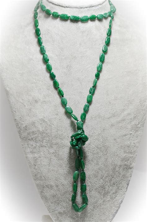 Aventurine Bead Necklace Long Gemstone Necklace Green Etsy