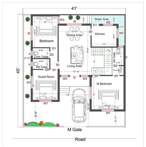 3 Bedroom House Plan. (Duplex House Plan) - Dk3dhomedesign