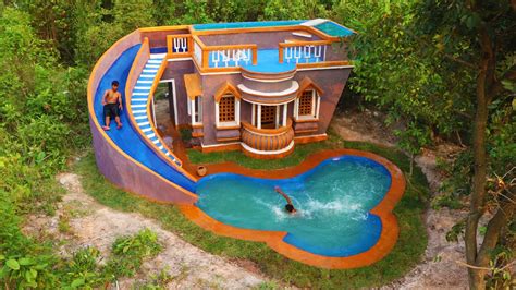 Build Most Wonderful Mud Villa Water Slide Park Gorgeous Swimming Pool