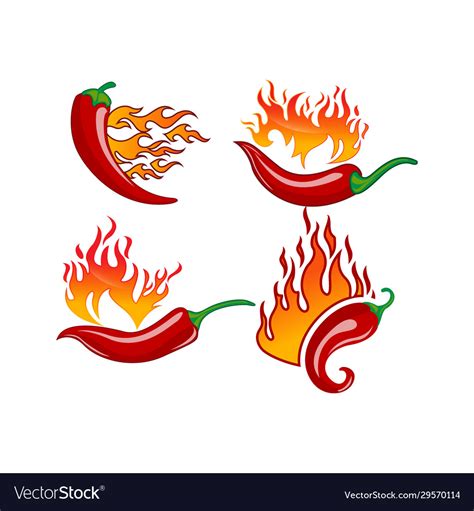 Chilli Icon Set Logo Food Label Or Sticker Vector Image