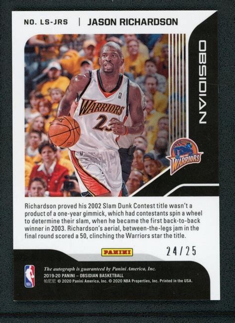 Jason Richardson Auto Panini Obsidian Lightning Strike