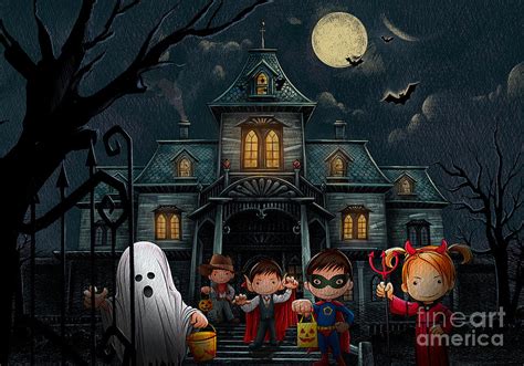 Halloween Kids Night Digital Art By Peter Awax