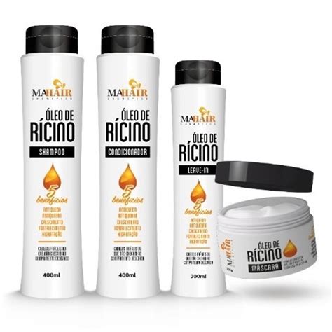 Kit Capilar Óleo de Rícino Mahair 4 produtos Shampoo Condicionador