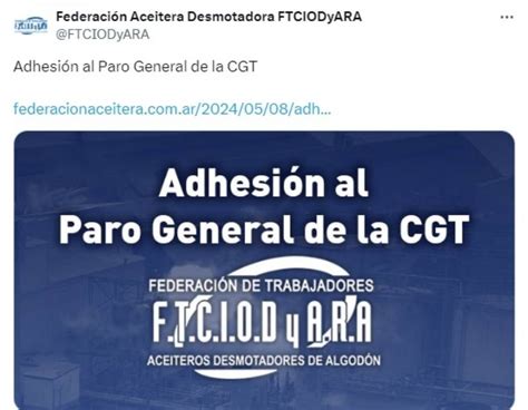 Aceiteros Convocaron A Un Paro Por Tiempo Indeterminado En Rechazo A La