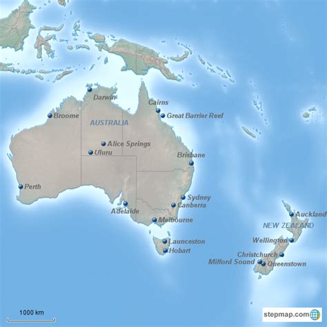 StepMap - Australia & New Zealand - Landkarte für Australia