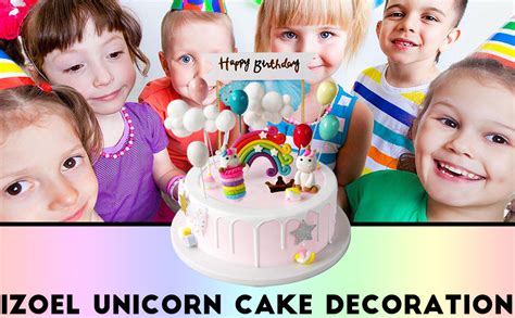 Izoel Unicorn Cake Topper Kit Cloud Rainbow Balloon Happy Birthday