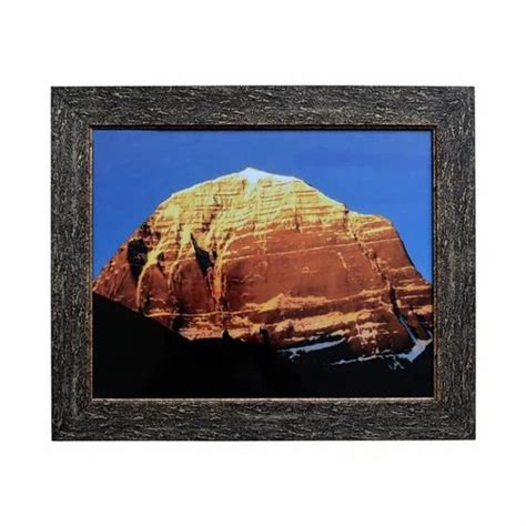 Glass Golden Mount Kailash Morning Sunrise Photo Frame For Home Size