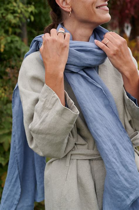 Sky Blue Linen Scarf Linenfox