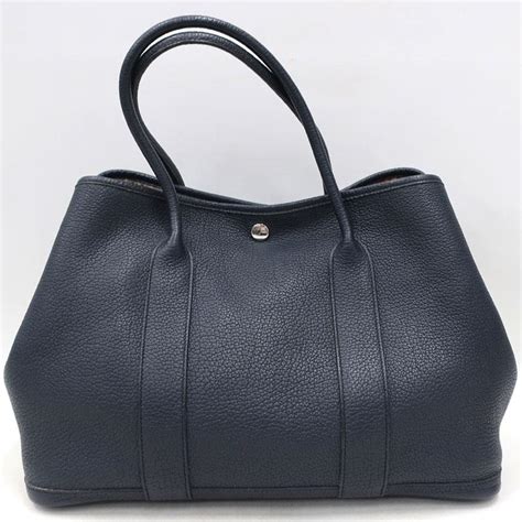 【美品】hermes／エルメス ガーデンパーティpm ネゴンダ ブルーインディゴ X刻印 トートバッグ 500070046