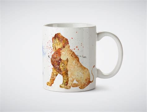 The Lion King Simba and Nala Mug Watercolor Art Print Cup Coffe Tea 11 ...