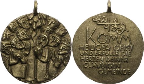 Medaille o J Komm heiliger Geist und erfülle Herzen Deiner