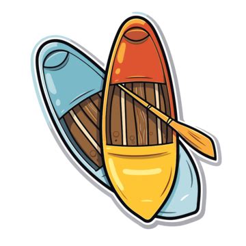 Oar Sticker Clipart Canoe Doodle Vector Illustration Illustration