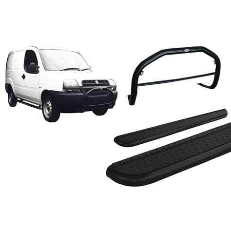 Kit Quebra Mato Estribo Chapa Fiat Doblo Cor Preto Submarino