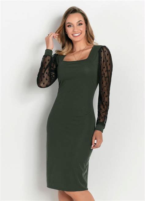 Vestido Verde Militar Manga Moda Evang Lica Rosalie