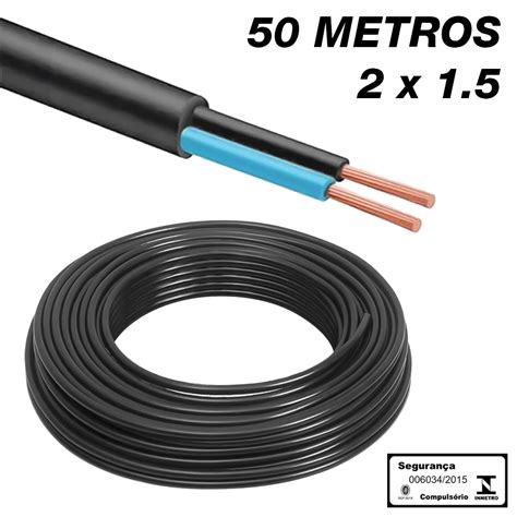 Kit 50 Metros Cabo PP 2 Vias De 1 5 Milímetros 2x1 5mm