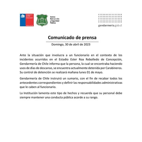 Comunicado de Gendarmería pdf DocDroid