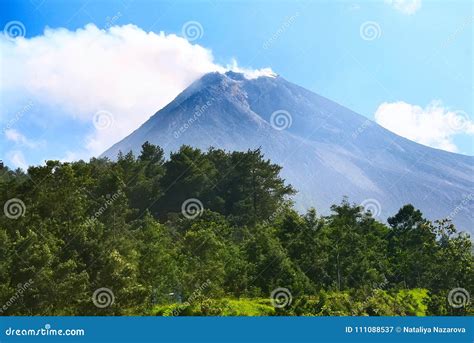 Mount Volcano Merapi In Yogyakarta Indonesia Stock Image Image Of