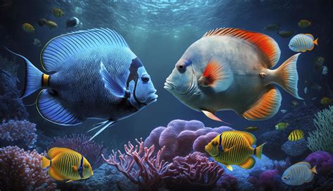 Animals of the underwater sea world. Ecosystem. Colorful tropical fish ...