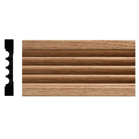 Ornamental Mouldings 15/32 in. x 3 in. x 84 in. Red Oak Fluted Casing ...