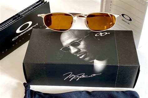 Michael Jordans Vintage 2000 Oakley Oo A Platinum Leather Gold Iridium Sunglasses Full Set