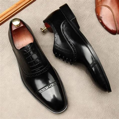 Hkdq Luxury Men Oxford Shoes High Quality Classic Style Dress Leather Shoes Coffee Black Lace Up