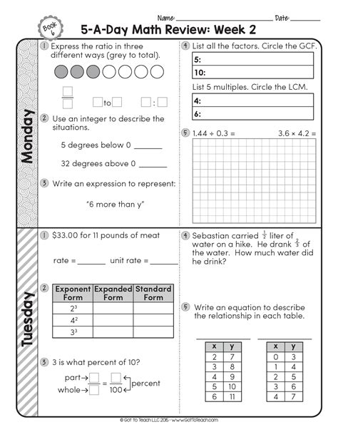 6th Grade Review Math Worksheets Math Sixth Fractions Proble