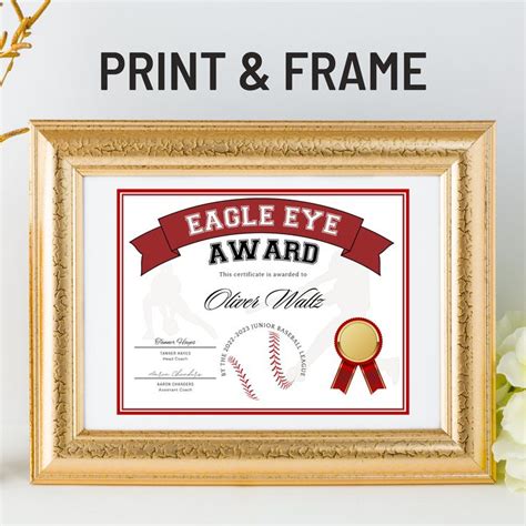 An Eagle Eye Award Certificate Is Displayed In Front Of A Vase With