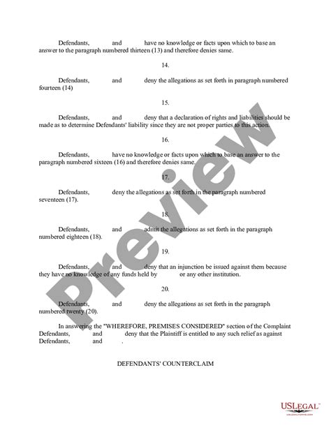 Mississippi Defendants Amended Answer Counterclaim And Crossclaim Us Legal Forms