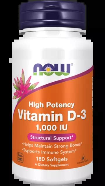 NOW FOODS VITAMIN D3 1000 IU 180 capsules £5.89 - PicClick UK