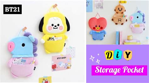 Diy Bt21 Storage Pocket Easy Paper Craft Bts Crafts Diy Stationery