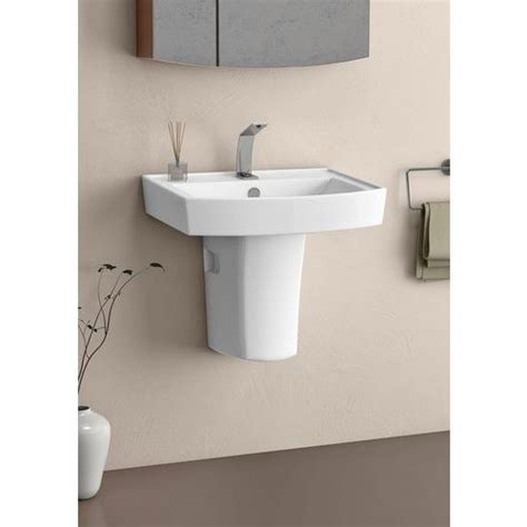 Wall Mounted White Eros Linia Ceramic Half Pedestal Wash Basin At Rs