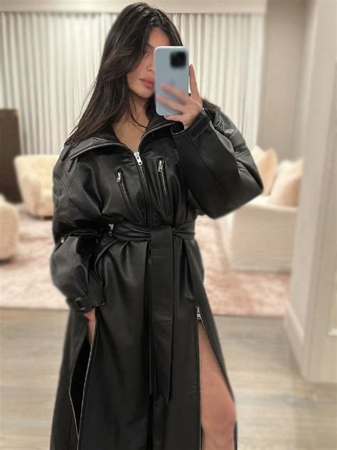 Kylie Jenner Leather Trench Coat Leather Jacketz