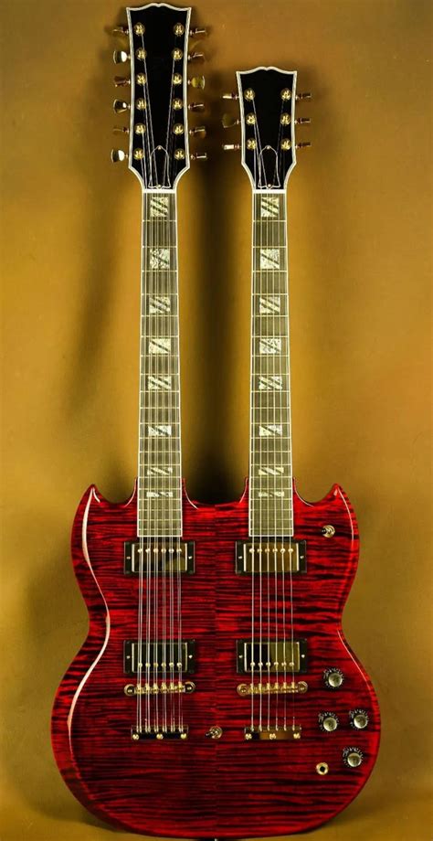 Custom Electric Guitar, Double Neck Guitar Elegant/Beauty Double Cutyway Guitar, Solid Flamed ...