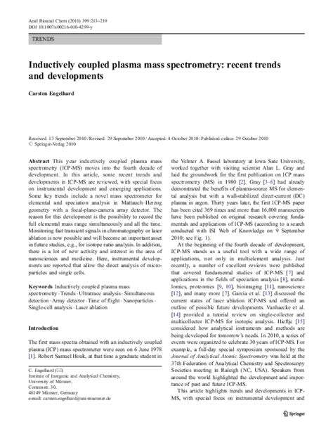 (PDF) Inductively coupled plasma mass spectrometry: recent trends and ...