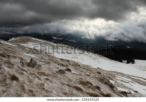 Dark Snowy Mountain Landscape Frozen Storm Stock Photo 128143520 | Shutterstock