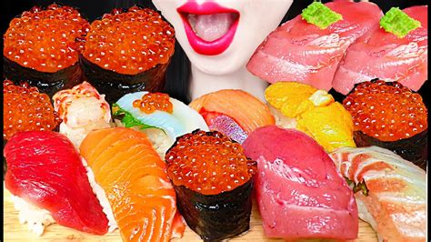 Asmr Sushi Salmon Roe 연어알 초밥 Mukbang 먹방 Youtube