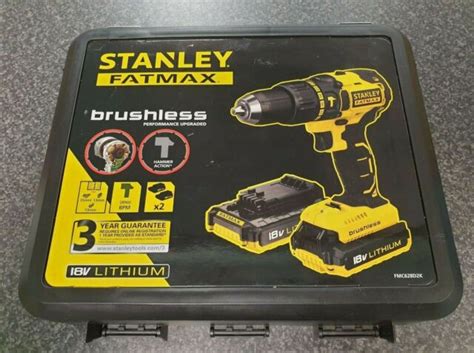 Stanley Fatmax Cordless 18v Brushless Combi Drill 2 Batteries Fmc628d2k