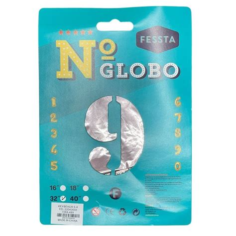 Globo Fessta N Mero Pulgadas Plateado Nueve Casa Fessta