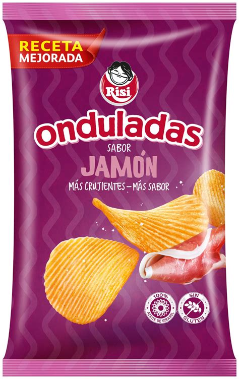 Patatas fritas Onduladas con sabor Jamón Risi 100 g