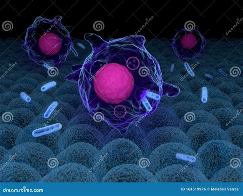 Macrophages Engulfing Bacteria Stock Illustration Illustration Of