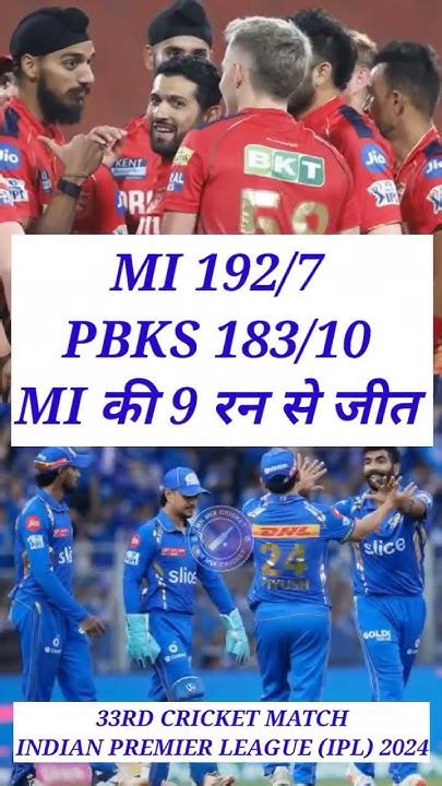 Punjab Kings Vs Mumbai Indians Ipl 33rd Cricket Match Mi Vs Pbks