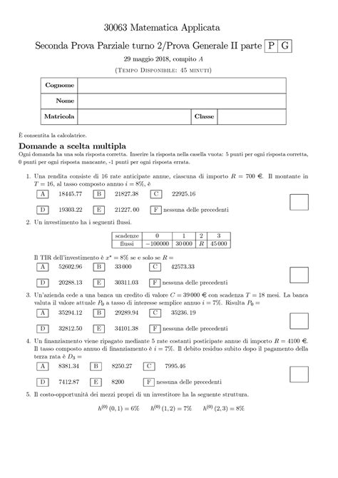 Financial Calculus Ex1 30063 Matematica Applicata Seconda Prova