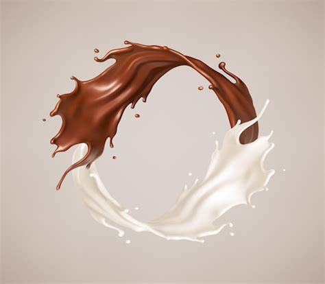 Premium Vector Milk And Chocolate Splash Swirls And Flow Melted Brown