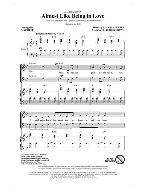 Almost Like Being In Love By Mac Huff 3 Part Digital Sheet Music Sheet Music Plus